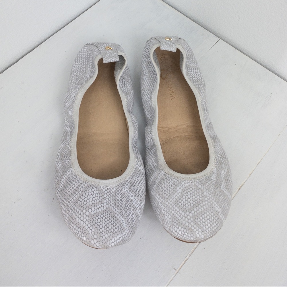 Yosi Samra Stella Snake Embossed Ballet Flats, Size 8